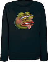 Женский Свитшот Ahegao pepe (черный)