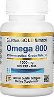 Омега 800 рыбий жир, California Gold Nutrition, Omega-3, 80% EPA/DHA, 1000 мг, 30 капсул