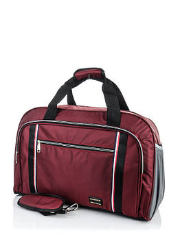 Сумка дорожня спортивна на блискавки з кишенею і довгим ремішком 57*38 см Superbag Бордовий