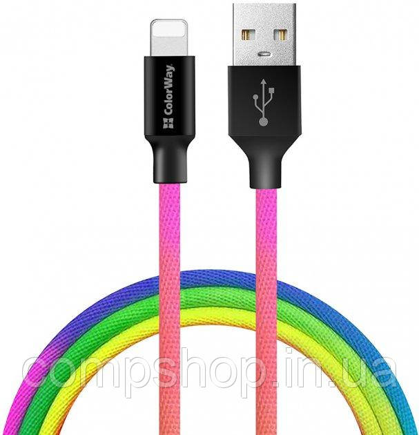 Кабель USB-Lightning 1м ColorWay, 2.4А, multicolor (CW-CBUL016-MC) (код 114650), фото 1