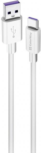Кабель USB-Type-C 1м ColorWay, 5.0А (Fast Charging), білий (CW-CBUC019-WH) (код 114661)