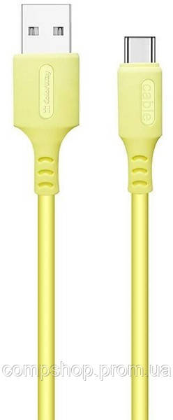 Кабель USB-Type-C 1м ColorWay, 2.4А, soft silicone, жовтий (CW-CBUC043-Y) (код 126967), фото 1