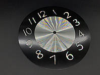 Циферблат чорний із дзеркальним декором для настінного годинника круглої форми з білими цифрами діаметром 21.5