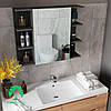 Навісна тумба з полицями і дзеркалом, шафа у ванну з ДСП, фото 8