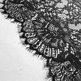 Ажурне французьке мереживо шантільї (з війками) чорного кольору, ширина 22 см, довжина купона 2,9 м., фото 5