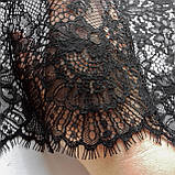 Ажурне французьке мереживо шантільї (з війками) чорного кольору, ширина 22 см, довжина купона 2,9 м., фото 4