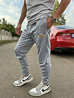 Стильные мужские спортивные штаны серые на манжете, весенние летние спорт штаны зауженные на резинке M