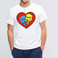 Футболка з принтом "Синя і жовта рукавички в червоному серці" Push IT