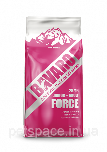 Корм Bavaro Force Junior+Adult (Баваро Форс для дорослих собак та цуценят)18кг+БЕЗКОШТОВНА ДОСТАВКА