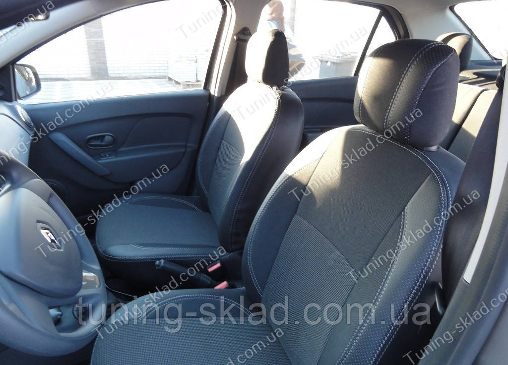 Чохли на сидіння Рено Логан 2 (чохли з екошкіри Renault Logan 2 стиль Premium), фото 1