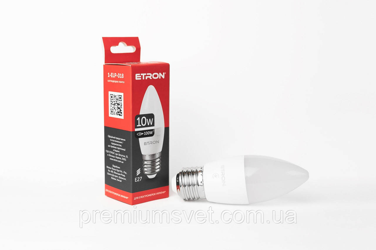 Лампа св/діод ETRON Light Pover C37 10W 4200K E27 (1-ELP-018), фото 1
