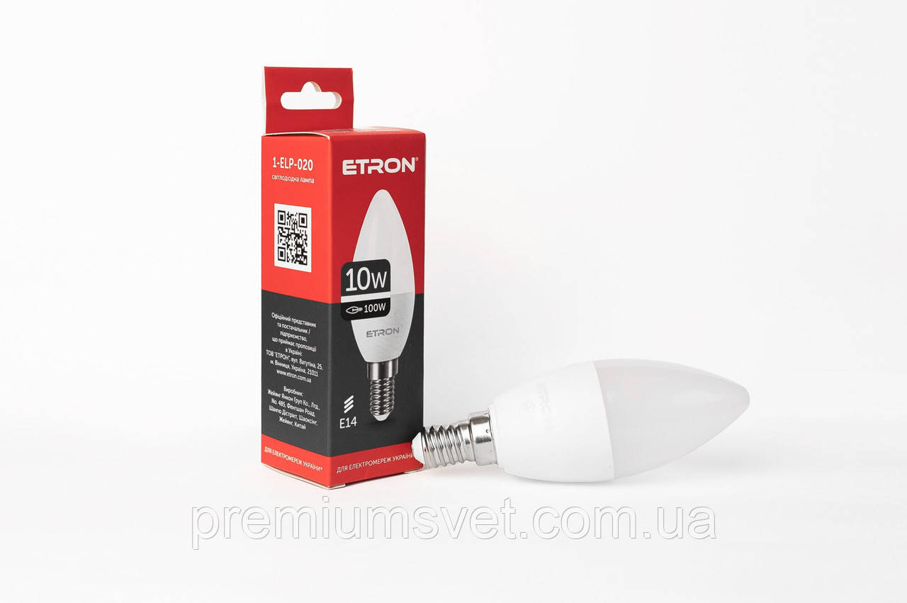 Лампа св/діод ETRON Light Pover C37 10W 4200K E14 (1-ELP-020), фото 1