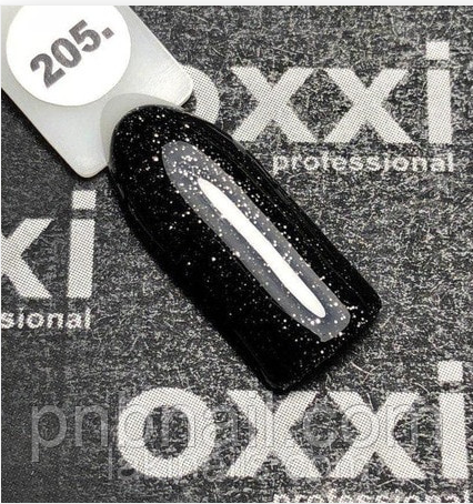 Гель-лак OXXI Professional No205 (чорний зі сріблястими блискітками), 10 мл
