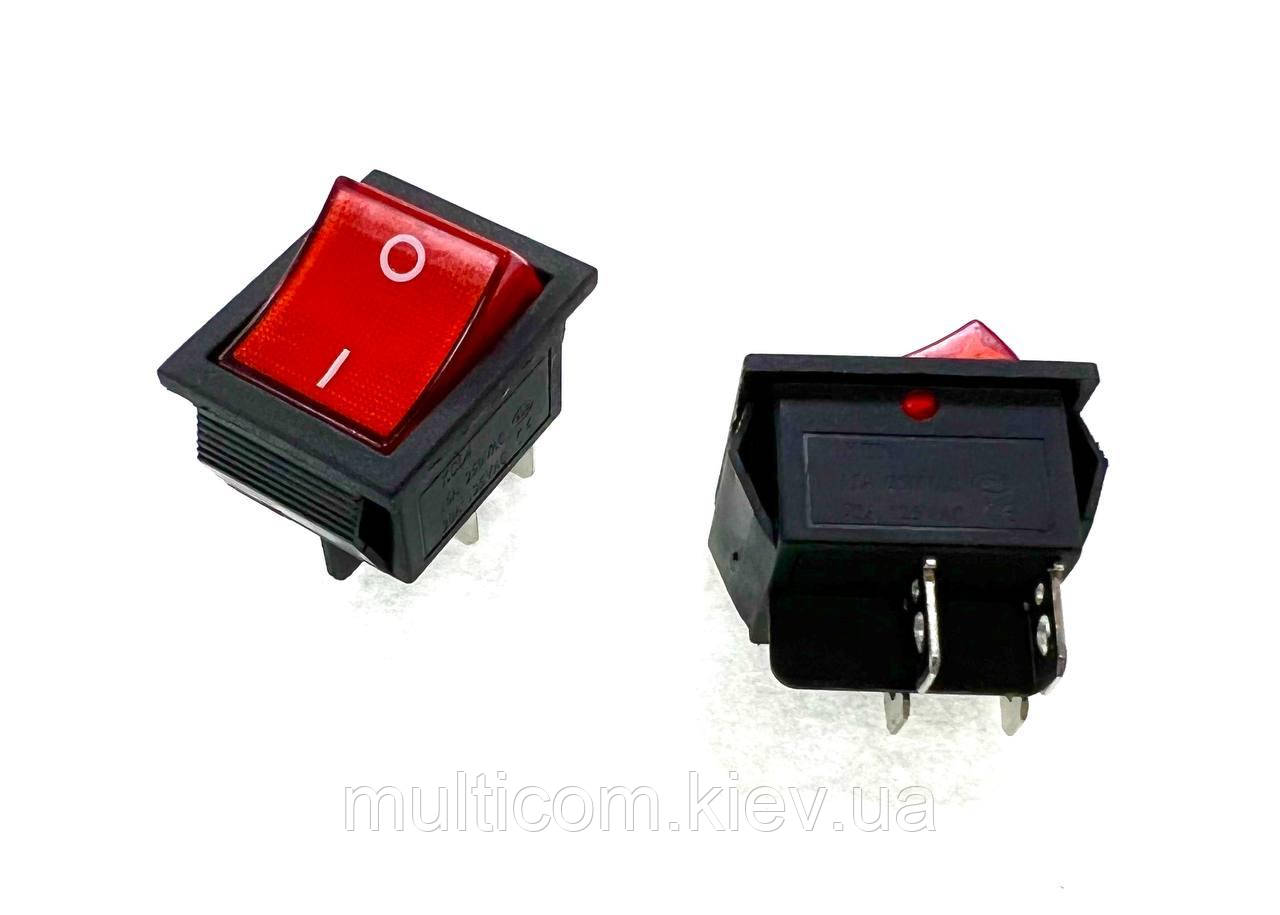 11-02-110RD. Перемикач широкий IRS-201-1С (ON-OFF), 4pin, 15A-250V, з підсвічуванням, червоний