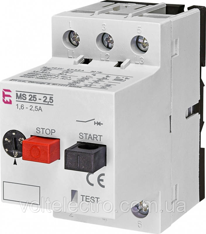 Автоматичний вимикач захисту двигуна ETI MS 25-2,5 (1,6-2,5A)