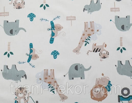 Сатин (бавовна) леви та носоріг, ширина 160 см, щільність 120 г/м2, фото 1