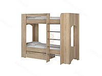 Кровать MebelProff Дуэт-2, двухэтажная кровать с выдвижным ящиком, двухъярусная кровать Дуб Сонома