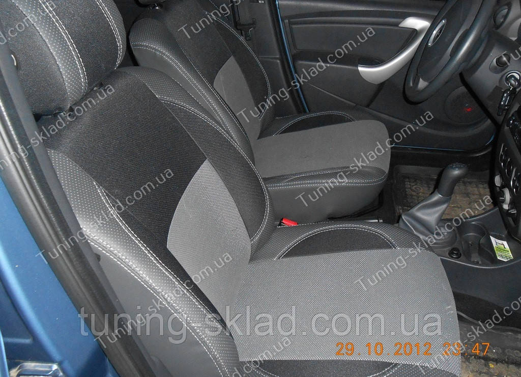 Чохли на сидіння Рено Логан 1 (чохли з екошкіри Renault Logan 1 стиль Premium), фото 1