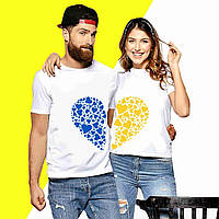 Парні футболки з принтом "Синя та жовта половинки серця" Push IT