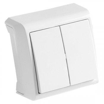 Вимикач 2 відкр. VERA (білий) 12шт./уп. (арт. 90681002), фото 1