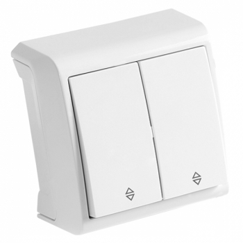 Вимикач 2 прохідний відкр. VERA (білий) 12шт./уп. (арт. 90681017), фото 1