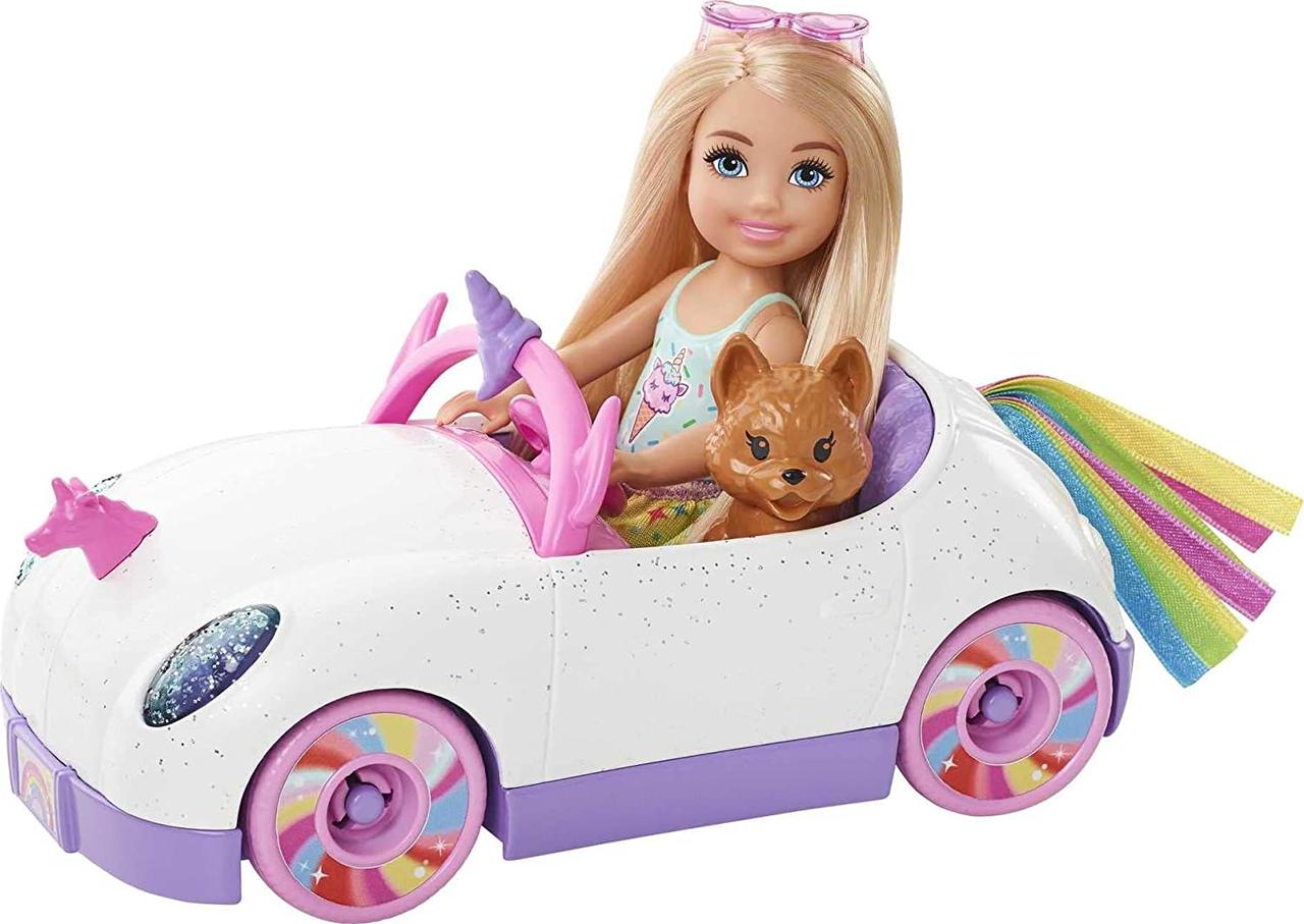 Набір лялька Барбі Челсі та кабріолет-єдиноріг Кукла Barbie Club Chelsea Unicorn-Themed Car GXT41