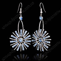 Сережки квіточки з блакитними каміннями - модні прикраси для жінок