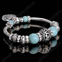 Браслет Pandora з бірюзовими каміннями та стразами - стильний аксесуар для жінок.