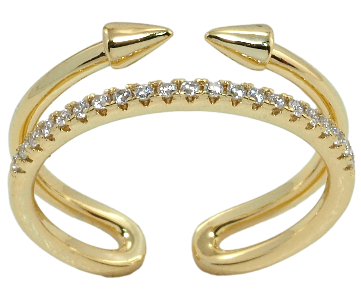Каблучка Xuping QQMМ Позолота 14K "Подвійна шинка з доріжкою цирконія" р.15-16