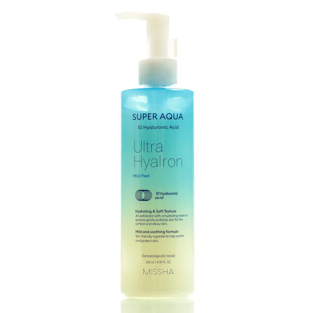 MISSHA SUPER AQUA ULTRA HYALRON MILD PEEL М'який пілінг-гель із гіалуроновою кислотою, 250 мл