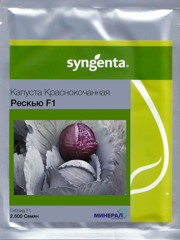 Насіння капусти червонокачанної Рескью F1 2500 шт, Syngenta