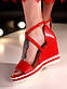 Босоножки жіночі червоні на танкетці Б1401, фото 6