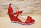 Босоножки жіночі червоні на танкетці Б1401, фото 3