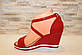 Босоножки жіночі червоні на танкетці Б1401, фото 2