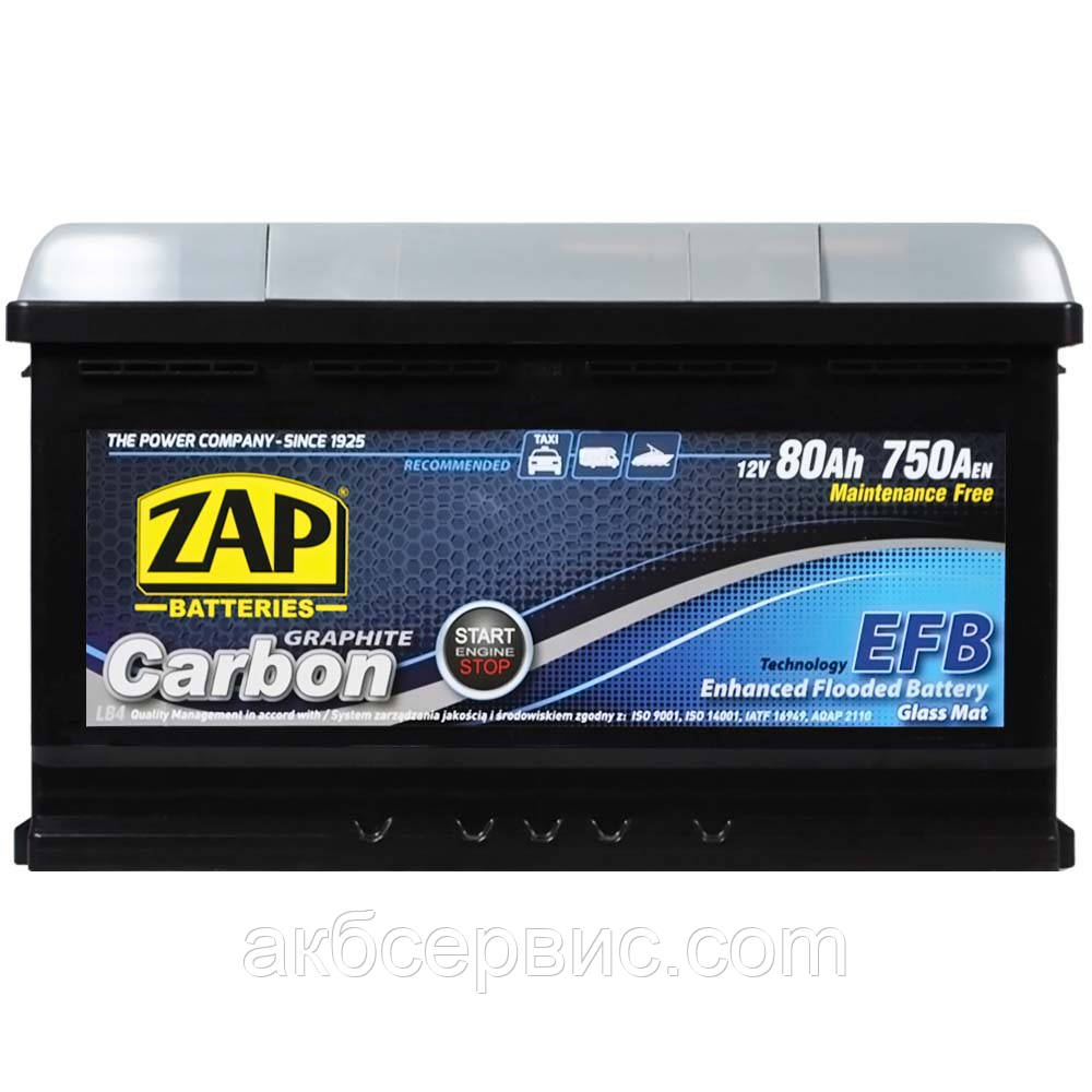 Акумулятор автомобільний ZAP 6СТ-80 Азе Carbon Start-Stop EFB