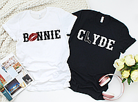 Парные футболки мужская и женская с принтом Бонни и Клайд Bonnie Clyde для Влюбленных