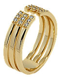 Каблучка Xuping QQMM Позолота 14K "Потрійна шинка з цирконієм" р.17-18, фото 3