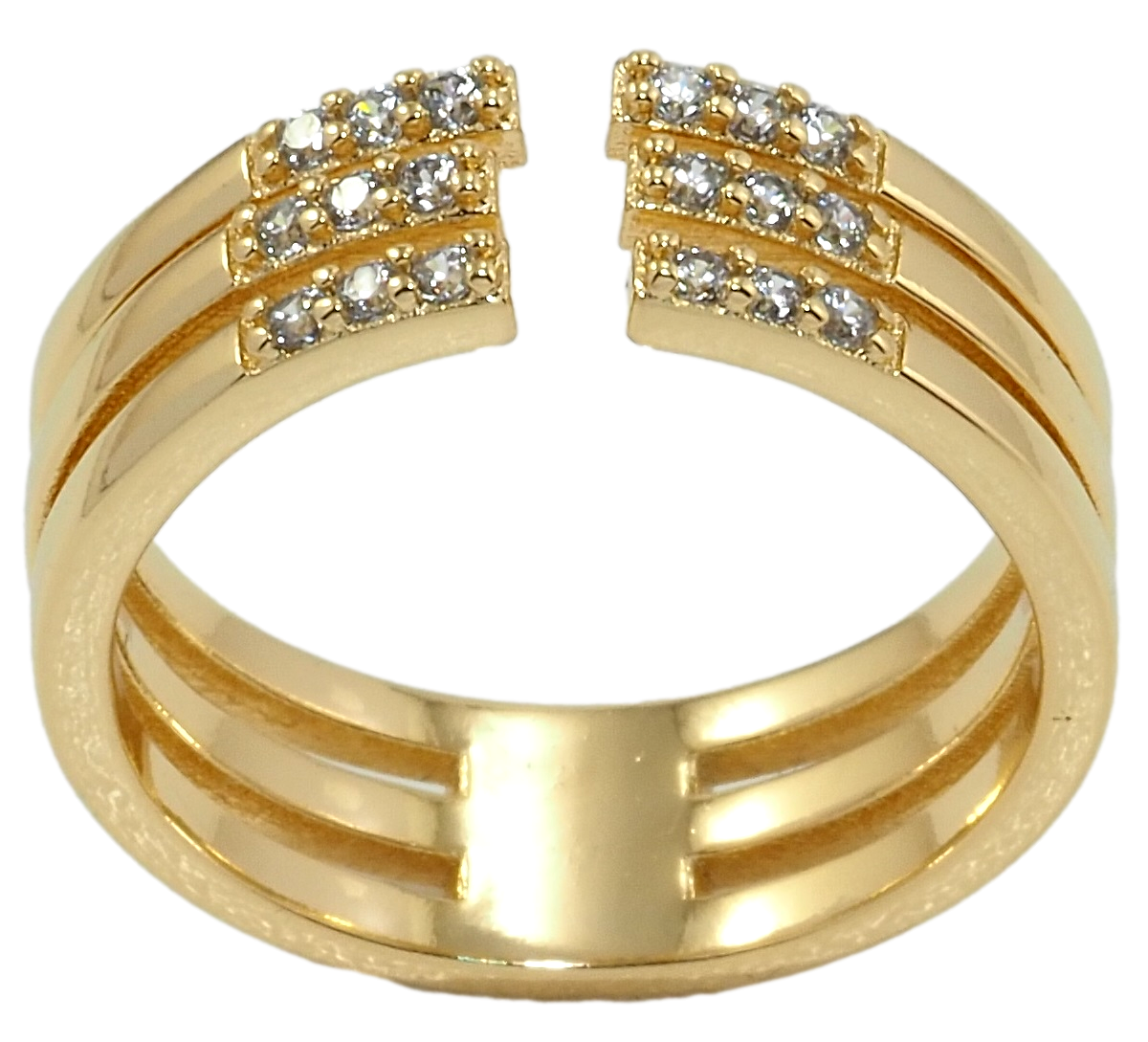 Каблучка Xuping QQMM Позолота 14K "Потрійна шинка з цирконієм" р.17-18