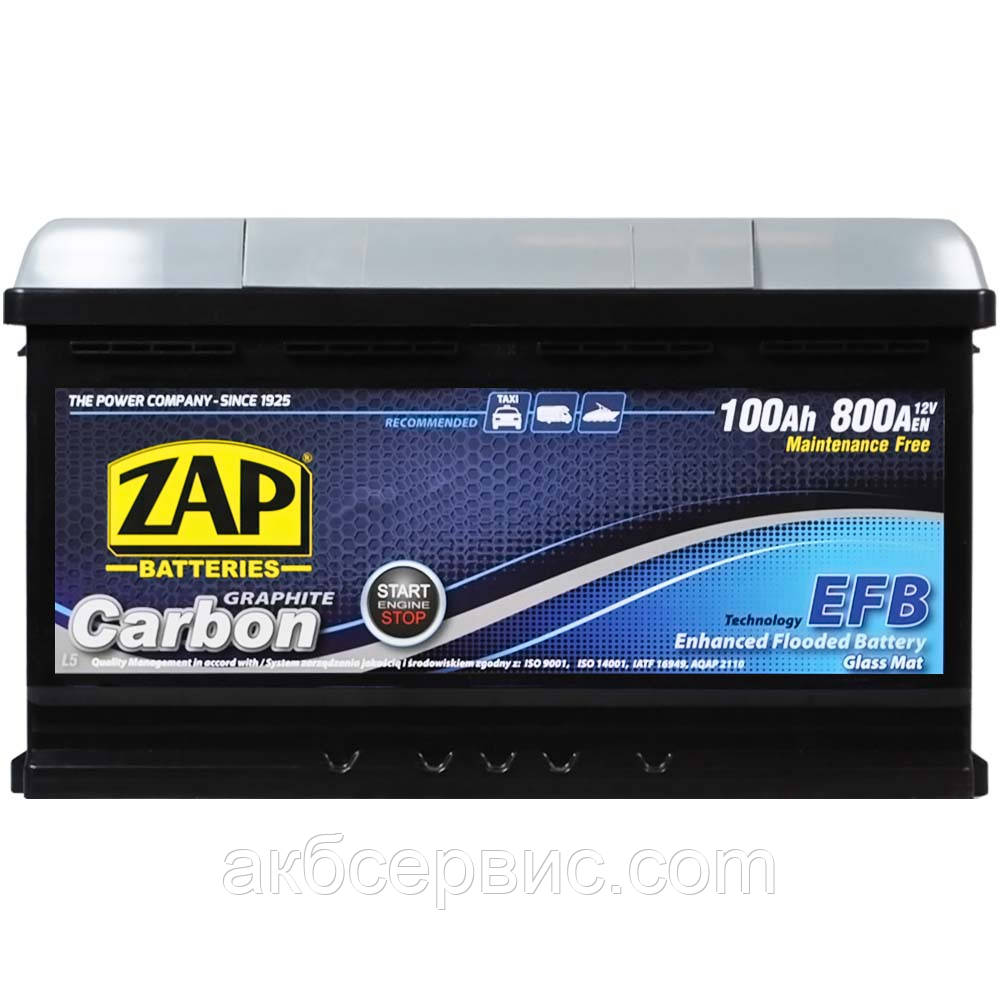 Акумулятор автомобільний ZAP 6СТ-100 Азе Carbon Start-Stop EFB, фото 1