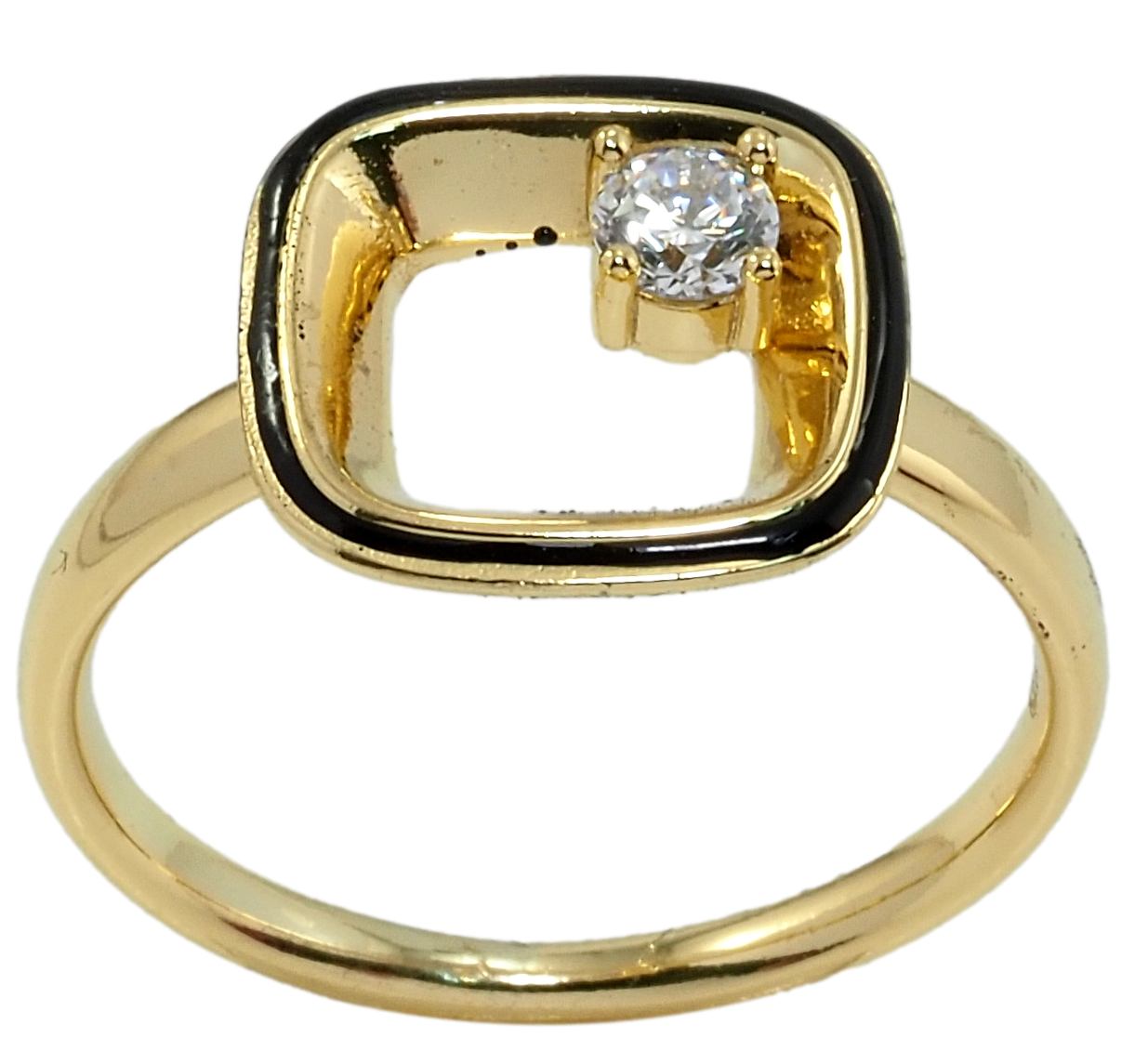 Каблучка Xuping QQMM Позолота 14K "Прямокутник з цирконієм" р.16.5,17,18,19.5
