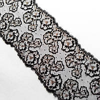 Журне мереживо вишивка на сітці: чорного кольору сітка, чорна та золота нитка, ширина 18 см