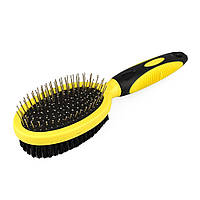 HSAF-S Щетка массажная двусторонняя S Bronzedog/Double sided slicker and bristle pet brush hair remover