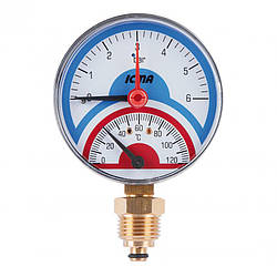 Термоманометр Icma 1/2" 0-6 бар, нижнє підключення №258