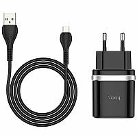 МЗП HOCO C12Q Smart QC3.0 3A 18W 1USB + кабель Micro black