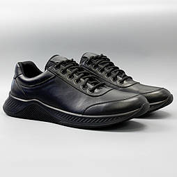 Кроссовки сникерсы черные кожаные мужская обувь больших размеров Rosso Avangard Ada Street Black Leather BS