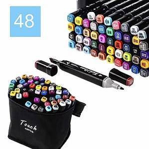 Набір маркерів 48 кольорів для скетчингу,Скетч маркери фломастери, Маркери двосторонні професійні Sketch