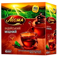 Чай пакетированный чёрный Лисма Индийский Крепкий в пакетиках 100 пак х 1,8 гр