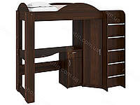 Кровать MebelProff Орбита-1, кровать со шкафом и столом с тумбой, двухъярусная кровать Орех