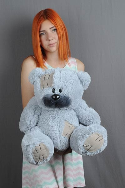Плюшевий м'який ведмедик іграшка сірого кольору маленький 50 см, Дитячі пухнасті ведмеді для коханої дівчини