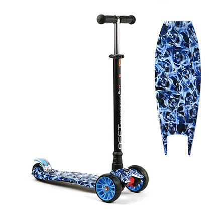 Самокат триколісний дитячий (d-13см, кермо 75.5-87см, ножне гальмо) MAXI Best Scooter S - 10881 Синій, фото 1